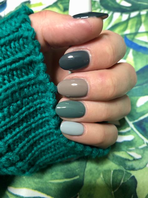 Grey Green Nails, Green And Grey Nails, Nails Ideas Green, Oval Acrylic Nails, Silky Smooth Hair, Gray Nails, Green And Gray, Hot Hair Styles, Greenish Blue