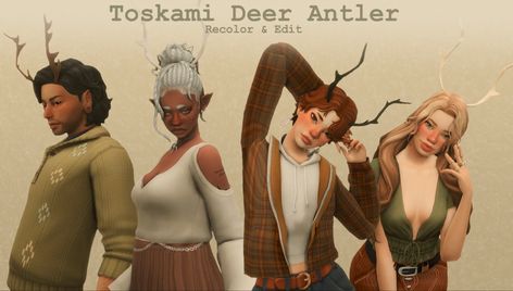 Sims 4 Cc Deer Antlers, Sims 4 Antlers, Sims 4 Antlers Cc, Tail Sims 4 Cc, Sims Occult, Pretty Sims, Sims Cheats, Deer Tail, Deer Ears