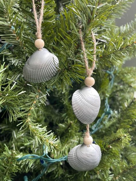 Seashell Christmas Tree, Shell Christmas Ornaments, Coastal Creations, Seashell Christmas Ornaments, Seashell Christmas, Beach Christmas Decorations, Coastal Table, Shell Ideas, Table Accents