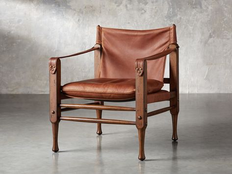 Safari Leather Chair | Arhaus Furniture Modern Farmhouse Interior Design Ideas, Farmhouse Interior Design Ideas, Modern Farmhouse Interior, Leather Sling Chair, Modern Farmhouse Interior Design, Board And Batten Exterior, Rustic Luxury, Safari Chair, Standing Seam Metal Roof