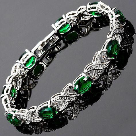 Classy Bracelets, Emerald Tennis Bracelet, Floral Wedding Bands, Bridal Diamond Jewellery, Beautiful Bracelets, Bracelets And Necklaces, Emerald Jewelry, Green Emerald, Online Jewelry Store