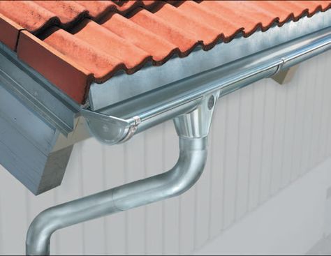 Roof Gutters and Downspouts | Drainage & Gutters System Types Roof Repair Diy, Galvanized Gutters, Rain Gutter Installation, Downspout Drainage, Rain Barrel System, Gutter Repair, Copper Gutters, How To Install Gutters, Roofing Sheets