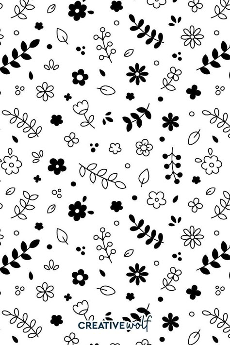 Indulge in the elegance of black and white floral clipart with our minimalist line art prints. These captivating graphics feature intricate floral designs, adding a touch of sophistication to your artistic endeavors. #flowerclipart #blackandwhite #floralart #lineart White And Black Illustration, Flower Doodle Background, Background Doodle Art, Floral Line Art Pattern, Black And White Doodles Simple, Black And White Flower Background, Black And White Flowers Wallpaper, Black And White Flower Wallpaper, Black And White Floral Background