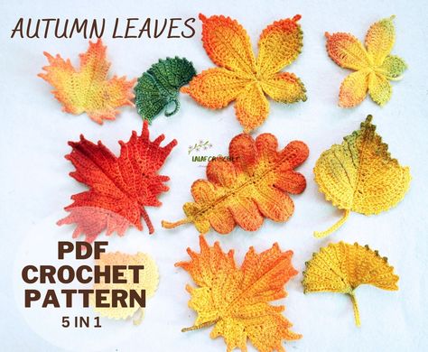 Autumn Leaves Crochet, Leaves Crochet Pattern, Leaves Crochet, Marque-pages Au Crochet, Crochet Autumn, Crochet Leaf Patterns, Crochet Unique, Horse Chestnut, Steel Crochet Hooks