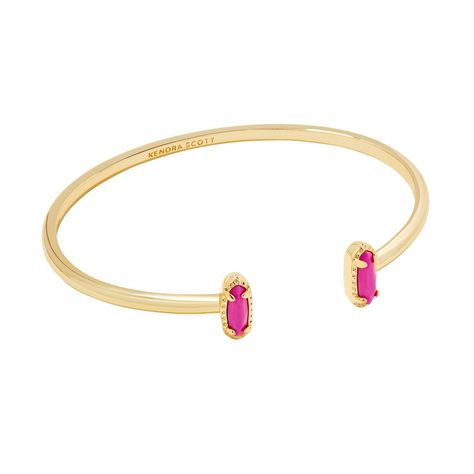 Looking for a pop of sparkle to add to your wrist stack? Meet the Emma Cuff Bracelet, aka your new style essential. Two elongated stones bookend this adjustable metal cuff you can fit to your wrist perfectly. On-trend and oh-so-cute, you'll style this bracelet time and time again. Designer, founder, and philanthropist Kendra Scott started her company in 2002, just three months after her first son was born. Her commitment to innovation, quality, customer service, and detail has taken her from a s Kendra Scott Jewelry Bracelets, Kendra Scott Cuff Bracelet, Kendra Scott Bracelet Stack, Kendra Bracelet, Preppy Accessories, Wrist Stack, Jewelry Western, Kendra Scott Bracelet, Gold Cuff Bracelet