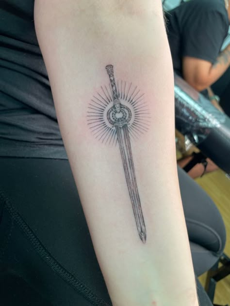 ANOTHER HAND TOUCHES THE BEACON #skyrim #dawnbreaker #sword Skyrim Tattoo Swords, Dawn Breaker Skyrim, Dawn Breaker Skyrim Tattoo, Minimalist Skyrim Tattoo, Dawnbreaker Skyrim Tattoo, Skyrim Hand Tattoo, Skyrim Tattoo Design, Skyrim Inspired Tattoos, Dawnbreaker Skyrim