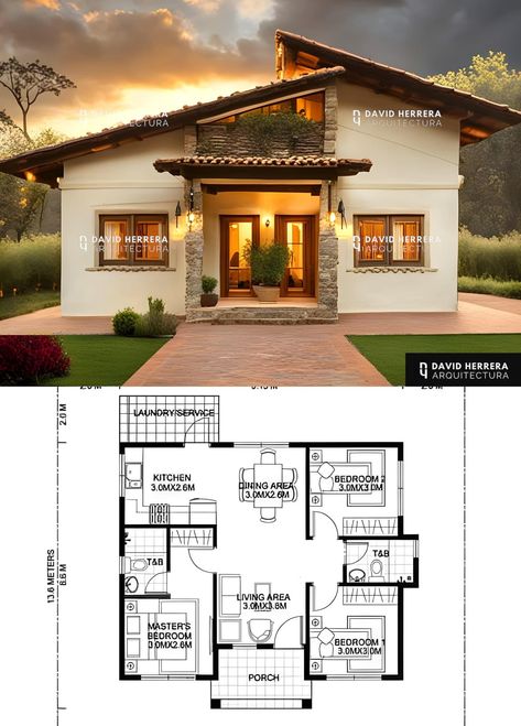 Simple Bungalow House Designs, Small Barn House, Small House Blueprints, Cottage Designs, Bungalow Style House Plans, Homes Ideas, Affordable House Plans, Small Barn, Two Story House