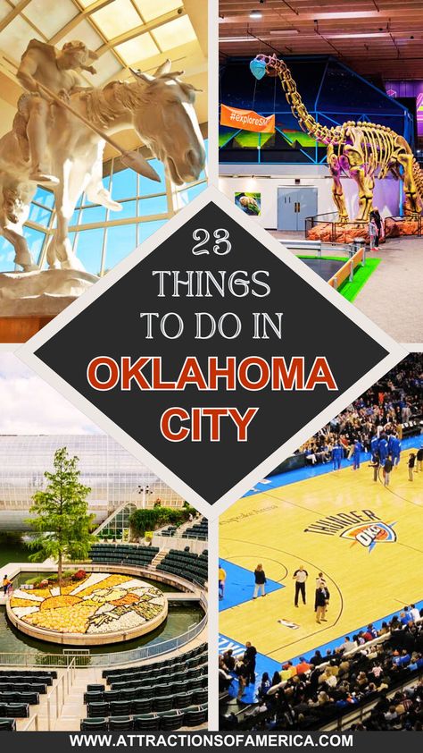 23 things to do in Oklahoma City with images of National Cowboy & Western Heritage Museum, Science Museum Oklahoma, Myriad Botanical Gardens. Places To Visit In Oklahoma, Oklahoma City Things To Do, Things To Do In Oklahoma, Oklahoma Attractions, Organic Restaurant, Oklahoma Travel, Oklahoma City Oklahoma, City Vacation, Heritage Museum