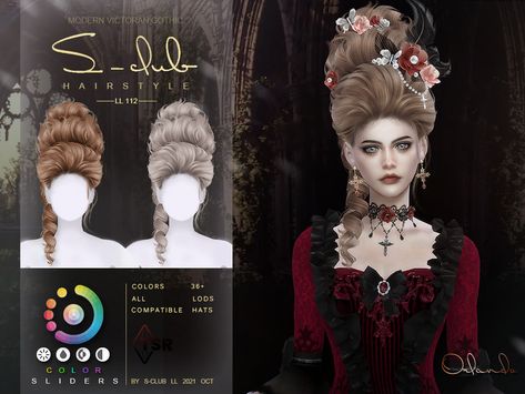 S-Club's Modern Victorian Gothic curly hair buns(Orlando) Victorian Hairstyles Sims 4 Cc, Sims 4 Cc Queen Hair, Sims 4 Victorian Hair, Sims 4 1700s Cc, Victorian Goth Sims 4 Cc, Sims Medieval Hair, Ts4 Medieval Hair, Sims 4 Midevil Hair, Curly Hair Buns