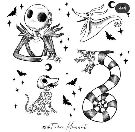 Corpse Bride Flash Tattoo, Goth Bullet Journal, Nightmare Before Christmas Tattoo Design, Tim Burton Inspired Tattoos, Tim Burton Tattoo Ideas, Goth Flash Tattoo, Tim Burton Flash Tattoo, Tattoo Tim Burton, Halloween Flash Tattoo