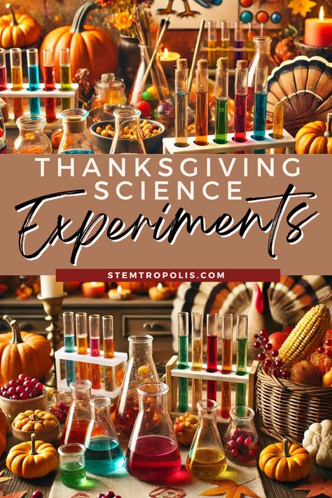 Bring Thanksgiving to life with fun, hands-on science experiments perfect for fall! From turkey science projects to Thanksgiving STEM activities, these ideas blend holiday magic with exciting educational activities. Great for classrooms, homeschool, or kindergarten, kids will love exploring fall science with simple experiments that teach math and science skills in a fun, engaging way. Perfect for November learning, these projects make holiday lessons memorable and interactive! Thanksgiving Themed Science Experiments, Thanksgiving Science Preschool, November Science Experiments, Thanksgiving Provocations, Thanksgiving Stem Activities For Kids, Thanksgiving Homeschool Ideas, Thanksgiving Science Experiments, Fall Science Experiments For Kids, Fall Provocations