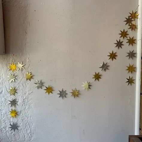 Starburst Garland - Faire Bachelorette Pad, Release Party, Christmas Decor Inspiration, Birthday Inspo, Star Garland, Bedroom Idea, Let The Fun Begin, Paper Stars, Bygone Era