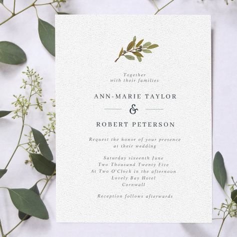 $3.08 | Rustic Olive Branch Wedding Invitation #rustic wedding, olive branch, olive leaves, greenery, foliage, simple, modern, elegant, green and white Simple Wedding Invitations Rustic, Simple Rustic Wedding, Olive Branch Wedding, Wedding Invitation Rustic, Rustic Wedding Invitation, Olive Leaves, Wedding Anniversary Invitations, Anniversary Invitations, Rustic Invitations