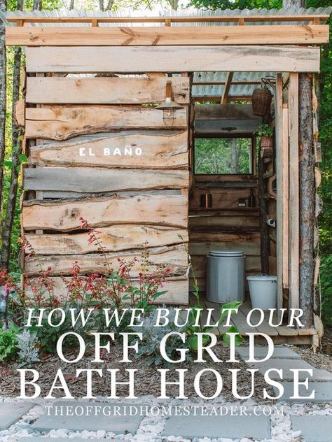 Building An Off Grid House, Off Grid Shower House, Diy Off Grid Cabin, Off Grid Shower Ideas, Off Grid Living Aesthetic, Off Grid Cabin Interior, Off Grid Bathroom, Off Grid Kitchen, Shed To Home