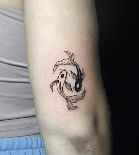 Small Koi Fish Drawing, Friends Tattoo Matching, Matching Aztec Tattoos, Ting And Yang Koi Fish Tattoo, Yon And Yang Koi Fish Tattoo, Small Coi Fish Tattoos, Avatar The Last Airbender Koi Fish Tattoo, Wan Shi Tong Tattoo, Coi Fish Tattoos