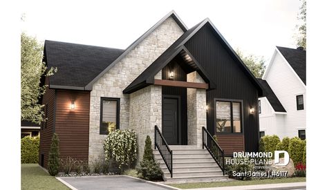 Bungalow Style House, Drummond House Plans, Bungalow Style House Plans, Open Concept Layout, Bungalow Design, Bungalow Style, Casa Exterior, Modern House Plan, Exterior House Colors