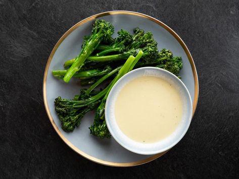 Bryce's Broccolini and Alfredo Dipping Sauce Recipe | Ree Drummond | Food Network Alfredo Dipping Sauce, Supper Sides, Alfredo Recipes, Food Network Recipes Pioneer Woman, Cream Sauces, Ree Drummond Recipes, Fall Dinners, Celebrity Recipes, Kid Snacks