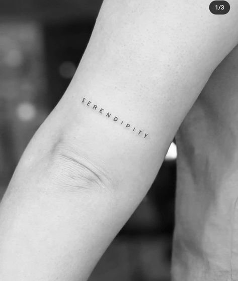 #tattoo, #tattoos, #inked, #tattooart, #tattooedwomen, #tattooedguys, #tattooinspiration, #tattooideas, #tattooworldwide, #tattoosociety, #InkLaughs, and #TattooFails​ Unique Word Tattoos, Tattoo Fonts Ideas, Tattoo Font Ideas, Fine Line Tattoo Arm, Tattoo Sentences, Serendipity Tattoo, Line Tattoo Arm, Above Elbow Tattoo, Tattoo Word Fonts