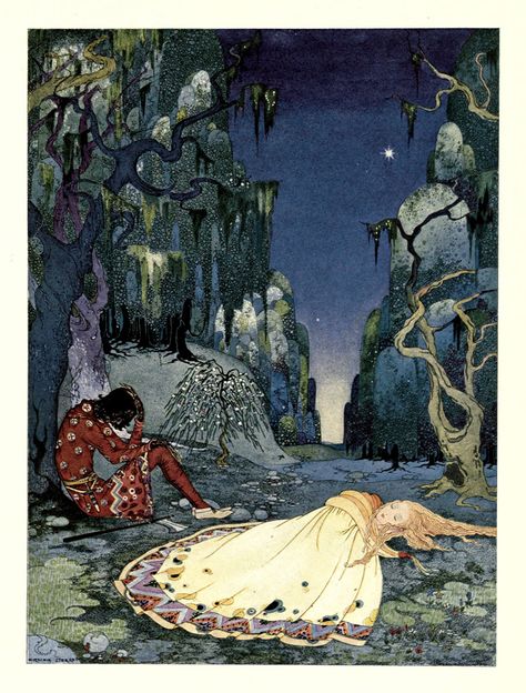 Violette consented willingly to pass the night in the forest – Product – The Public Domain Review French Fairy Tales, Fairy Tale Illustration, Classic Fairy Tales, Fantasy Magic, Fairytale Illustration, Make Pictures, Fairytale Art, Art Et Illustration, American Artists