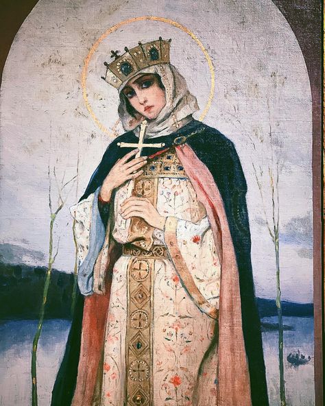 Saint Olga by Milhail Nesterov — Oil on canvas, (1892-1893) Saint Olga, Olga Of Kiev, Prey Animals, Instagram Graphic, Art Historian, Catholic Art, Sacred Art, Catholic Faith, Christian Art