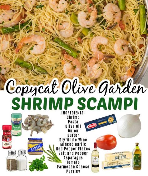 Olive Garden Scampi Sauce Recipe, Maggianos Shrimp Scampi Recipe, Olive Garden Shrimp Scampi Recipe Copycat, Shrimp Scampi Pasta Olive Garden, Olive Garden Shrimp Pasta, Shrimp Scampi Pasta With Asparagus, Shrimp And Asparagus Recipes Pasta, Vegetarian Scampi Pasta, Shrimp Scampi With Veggies