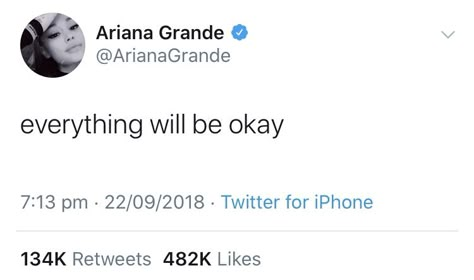 Ariana Grande Tweets, Ariana Tweets, Ariana Grande Quotes, Live Meme, Ariana Grande Lyrics, Everything Will Be Okay, Self Healing Quotes, Be Okay, Black And White Aesthetic