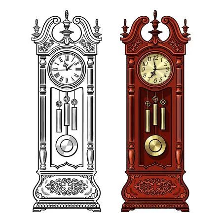 1,871 Grandfather Clock Stock Vector Illustration and Royalty Free Grandfather Clock Clipart Grandfather Clock Tattoo, Interior Design Vector, Clock Drawing, Clock Clipart, Antique Grandfather Clock, Clock Drawings, Retro Appliances, Clock Icon, Family Tattoo