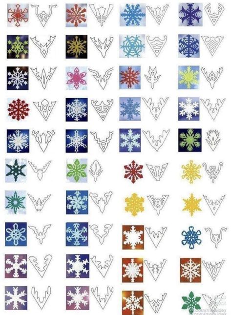 Snowflakes Craft, Paper Snowflake Template, Paper Snowflake Patterns, Snowflake Template, Paper Christmas Decorations, Holiday Crafts Diy, Snow Flakes Diy, Instruções Origami, Easy Christmas Decorations