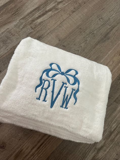 Embroidered Bow Monogram Hand Towel Standard Size HAND Towel See other listing for Bath Towel!