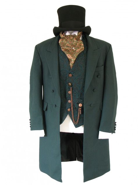 Men's Victorian Edwardian Costume Size XL Image Edwardian Fashion Male, Edwardian Men, Edwardian Coat, Edwardian Costumes, Victorian Men, Victorian Gentleman, Victorian Era Fashion, Masked Ball, Victorian Hats