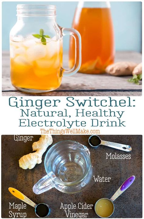 One of the most refreshing and natural electrolyte drinks, the ginger switchel, also known as Haymaker's punch, is regaining popularity partly because of its health benefits, and partly just because it is delicious and perfectly hydrating. #switchel #gingerrecipes #thethingswellmake #healthydrinkrecipes #summerrecipes Ginger Electrolyte Drink, Switchel Benefits, Switchel Drink Recipe, Homemade Witches, Haymakers Punch, Natural Electrolyte Drink, Healthier Drinks, Electrolyte Drink Recipe, Switchel Recipe