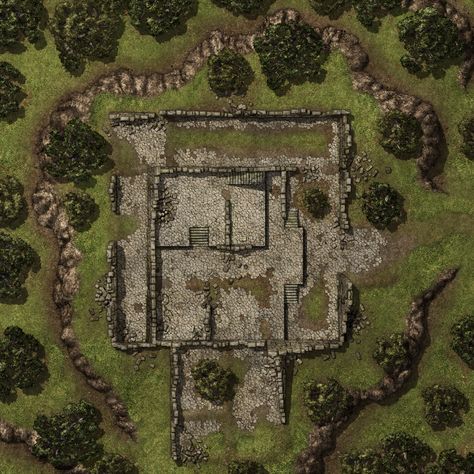 Mixed Forest hills Ruins wilderness  med Forest Ruins Battlemap, Snow Map, Dead Forest, Apocalypse Landscape, Forest Map, Fantasy City Map, Village Map, Dnd World Map, Fantasy World Map