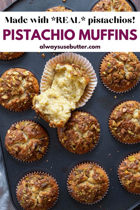 Pistachio Muffins Without Pudding, Vegan Pistachio Muffins, Pistachio Breakfast Recipes, Pistachio Muffins Recipe With Pudding, Gourmet Muffins, Pistachio Muffin, Pistachio Muffins Recipe, Pistachio Muffins, Easy French Toast Recipe