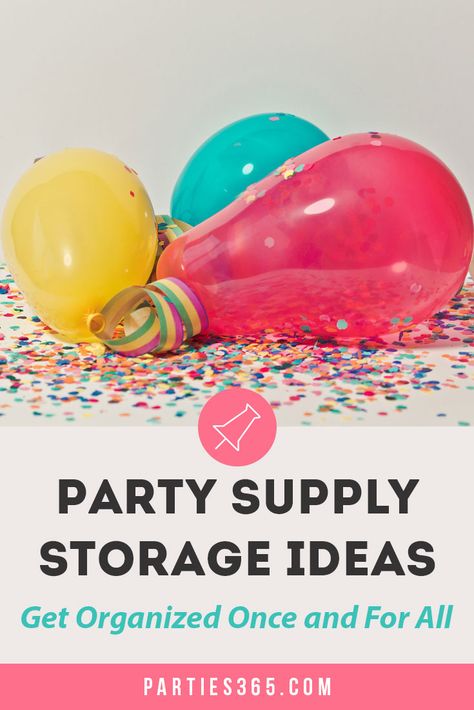 How To Organize Party Decorations, Party Decor Storage, Party Supply Organization Storage Ideas, How To Organize Party Supplies, Party Supply Storage, Organize Party Supplies, Party Closet, Party Supply Organization, Mexican Fiesta Bridal Shower