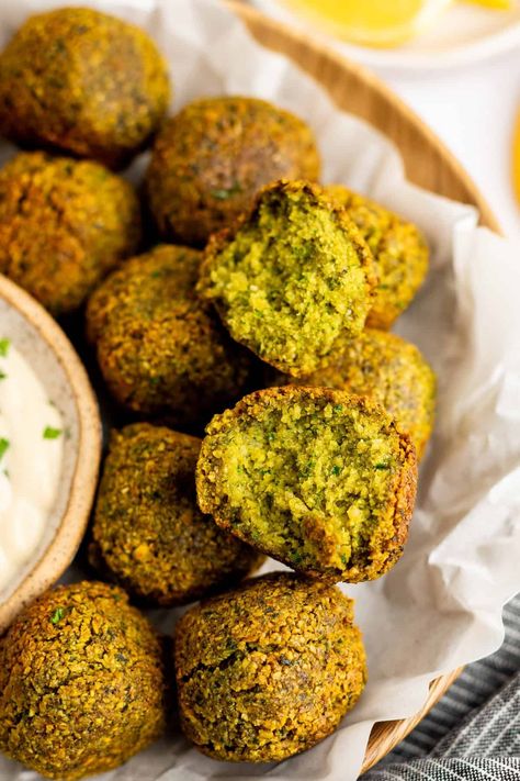 How to Make Falafel - Fit Foodie Finds Homemade Falafel Recipe, Make Falafel, Homemade Falafel, Falafel Mix, How To Make Falafel, Fit Foodie Finds, Pita Sandwiches, Falafel Recipe, Cucumber Tomato Salad