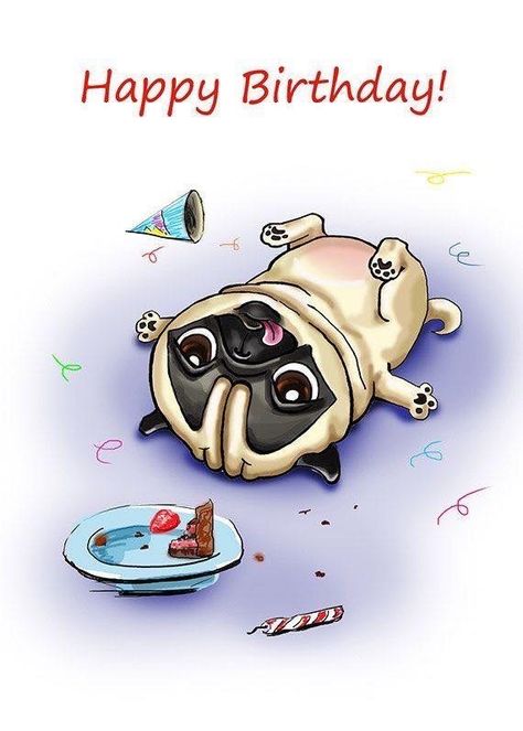 Happy Birthday Pug, Birthday Pug, Window Flowers, Happy Birthday For Her, Birthday Greetings Funny, Digital Greeting Cards, Happy Birthday Funny, A Pug, Happy Birthday Messages