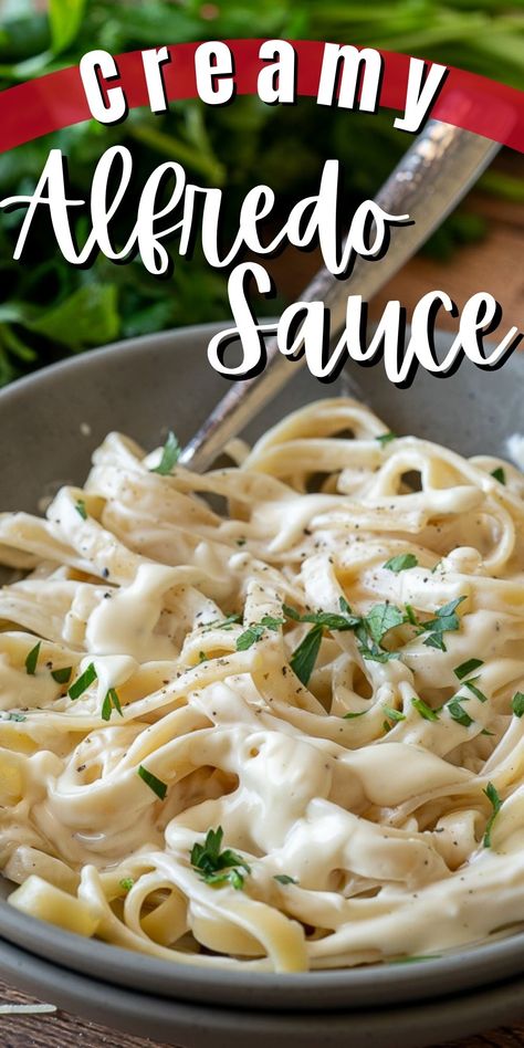 This Creamy Alfredo Sauce Recipe is just a few basic ingredients but makes the most silky smooth and delicious pasta topping! Creamy Alfredo Sauce Recipe, Alfredo Sauce Easy, Best Sauce Recipe, Pasta Toppings, Italian Meat Sauce, Cauliflower Alfredo Sauce, Chicken Thights Recipes, Alfredo Sauce Recipe Easy, Creamy Alfredo Sauce