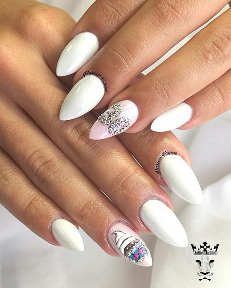 Fabulous 30th birthday!!!!!!  #nails #nailart #birthdaynails #dazzlingwhite #fabulousthirtiethbirthday #fotooftheday📷💕 #nailsoftheday #nailssalon #shinynails #nailaddict #nails2inspire #nailaholic #nothingisordinary #nailartists #marinaveniou #trustthexperts #beautymakesyouhappy   www.kalliopeveniou.gr Birthday Nails 30, Almond Nail Birthday Designs, Nail Ideas For 30th Birthday, 30th Nails, 30 Birthday Nails Art Designs, 30th Birthday Nail Ideas, 30 Birthday Nails, Birthday Nails 30th Art Designs, 30th Birthday Nails Design