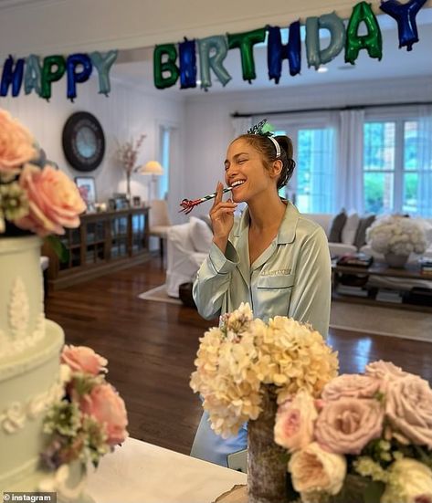 She included two makeup-free portraits of herself checking out her incredible cake while d... Birthday Wishes Beautiful, Corset Ball Gowns, Sean Combs, 55th Birthday, Makeup Free, Nyc Hotels, On My Birthday, Count On You, All This Time