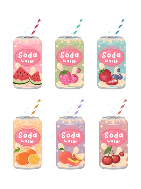 Cute Food And Drinks Cartoon, Cute Soda Drawing, Drinking Soda Pose Drawing, Soda Can Illustration, Soda Can Drawing, Cute Soda Can, Soda Drawing, Soda Cartoon, Soda Illustration