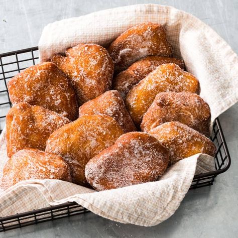 Malasadas | Cook's Country Hot Oil Recipe, Malasadas Recipe, Sweet Fritters, Cooks Country, Cooks Country Recipes, Donut Toppings, Caramel Chocolate Bar, Funnel Cakes, Cookie Toppings