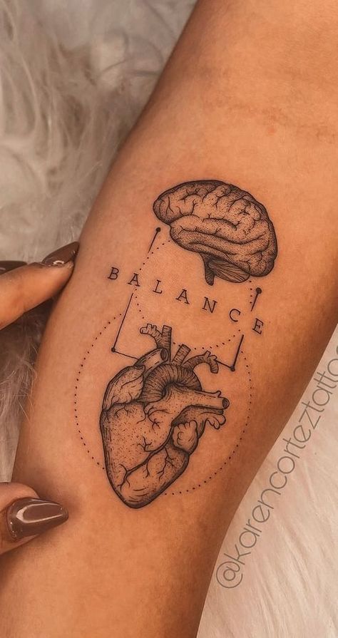 Dream Works Logo Tattoo, Fitness Inspired Tattoos, Social Justice Tattoo, Narcissistic Tattoo Ideas, Gym Tattoo Design, Brain Vs Heart Tattoo, Education Tattoo Ideas, Psychology Tattoo Ideas Symbols, Timeline Tattoo Ideas