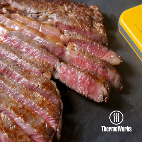 There is literally nothing quite like a real Japanese A5 Wagyu steak. It’s food for celebrations, for a festive event, for something special. And if you have the privilege of picking one up, you’re going to want to cook this—of all meats—perfectly. Click in to get the thermal tips that will result in the most out of some of the world’s best beef. #thermoworks #thermapenone #wagyu A5 Wagyu Steak, Wagyu Recipes, Wagyu Beef Steak, Japanese Wagyu, Marbled Meat, Steak Doneness, A5 Wagyu, Wagyu Steak, Medium Rare Steak