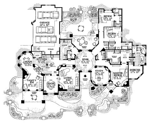 Gothic Mansion Floor Plans Photo Gothic Mansion Floor Plan, Adobe House Plans, Southwest House Plans, Southwest House, Gothic Mansion, Adobe Home, House Plans Mansion, Mansion Floor Plan, Monster House Plans