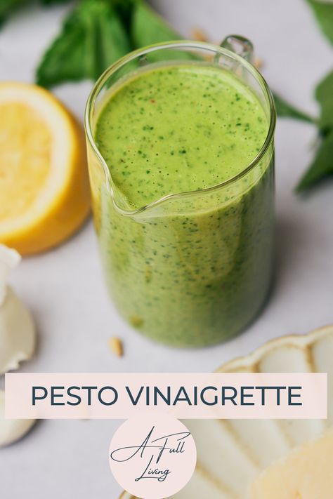 Basil Pesto Vinaigrette Recipe, Basil Pesto Dressing, Sage Salad Dressing, Basil Pesto Salad Dressing, Sweetgreen Pesto Vinaigrette, Pesto Balsamic Dressing, Basil Vinegrette Salad Dressing, Creamy Pesto Vinaigrette Dressing, Pesto Caesar Dressing