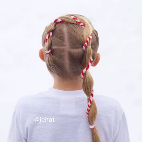 Candy Cane Braid Hairstyles For Girls, Christmas Hairstyles, Holiday Hairstyles, Christmas Hair, Crazy Hair Days, Toddler Hair, Crazy Hair, Hair Dos, Protective Hairstyles