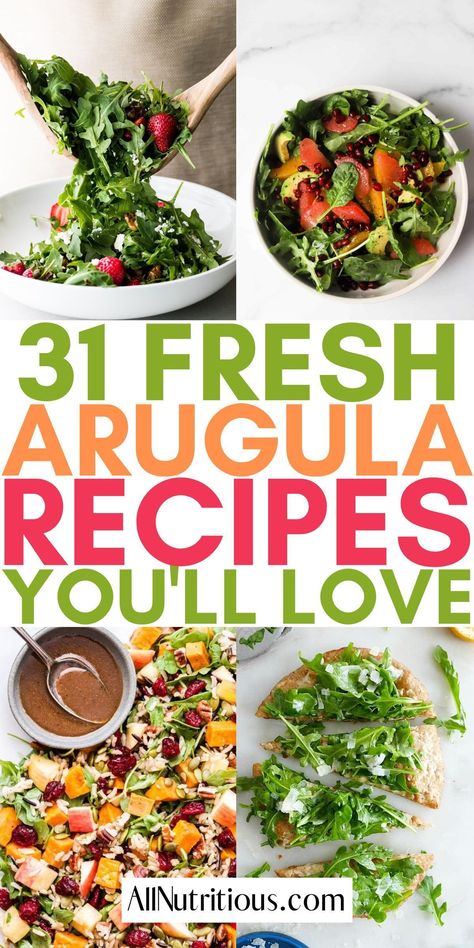 If you are wanting to create more recipes with arugula you need to try these incredibly easy arugula recipes. These fresh and flavorful arugula dishes are perfect to make when you have leftover arugula in your fridge. Things To Do With Arugula, Things To Make With Arugula, What Can I Make With Arugula, Arugula Lunch Recipes, How To Use Arugula, Arugula Dishes, Arugala Recipes Salad, Argula Recipes Salad, Recipes With Arugula