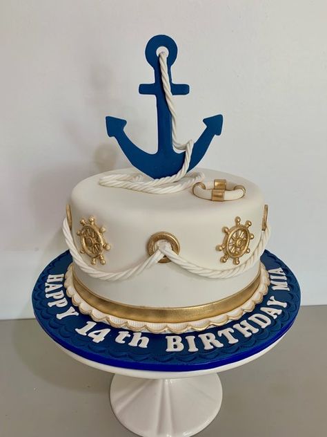 Nautical Themed Cake, Sailor Birthday Cake, Seafarer Cake, Captain Cake Ideas, Nautical Cakes Ideas, Sailor Cake Nautical Theme, Seaman Cake Design, Navy Cakes Ideas Military, Navy Theme Cake