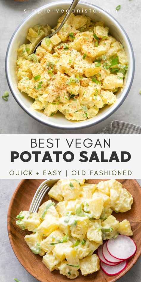 Vegan Potato Salad, Vegan Bbq Recipes, Potato Salad Recipe Easy, Vegan Coleslaw, Pudding Chia, Vegan Potato Salads, Easy Potato Salad, July Recipes, Potato Salad Recipe