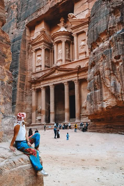 Admiring the Treasury of Petra, Jordan Petra Jordan Travel, Jordan Itinerary, Petra In Jordan, Petra Travel, City Of Petra, Jordan Photos, Jordan Travel, Petra Jordan, Amman Jordan